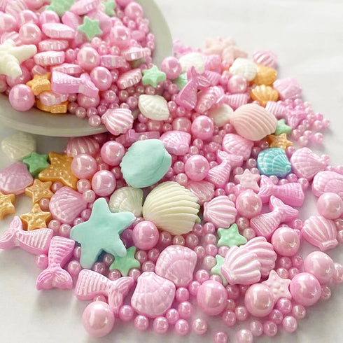 Sentovac Pink Mermaid Sprinkle Edible Decorations for Cake, Cupcake, Cookie Baking, Mermaid Party Birthday