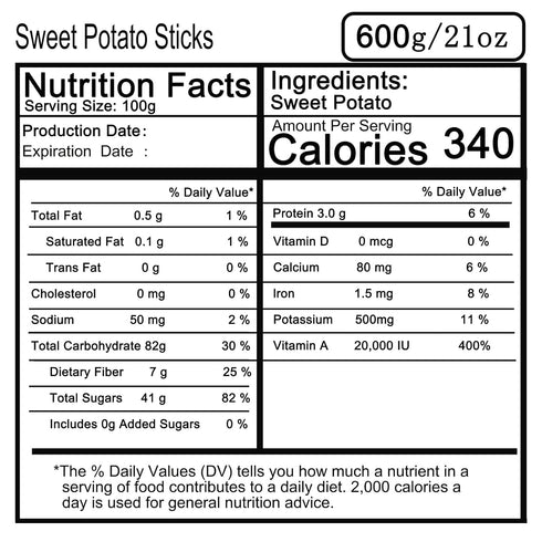 JKPDAMZ 1.32 600g Ib Dried Sweet potato, Organic Sweet Potato Sticks, Vegan Snack, No Added Sugar, Fat Free