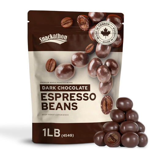Snackathon Dark Chocolate Covered Espresso Beans Bulk, 1 Pound Resealable Snack Pack,