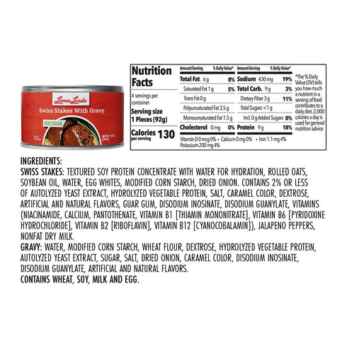 (13 oz.), 3 Pack) Loma Linda - Plant Based Meats (Swiss Stake with Gravy