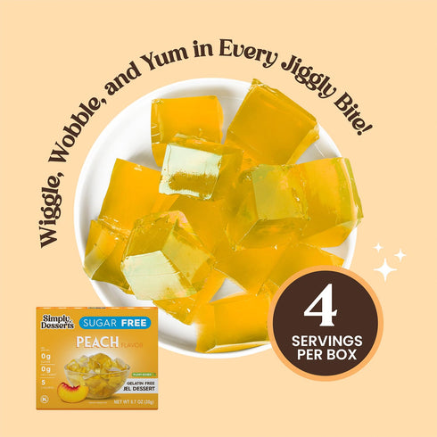 Simply Desserts Sugar-Free Peach Jel, 6-Pack, Vegan Dessert, Keto Snacks, Diabetic Friendly