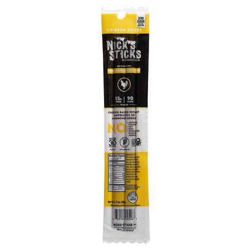 Nick's Sticks Free Range Chicken Snack Sticks, Made in the USA, Gluten Free, Paleo, Keto Approved, 25-1.7oz Packages