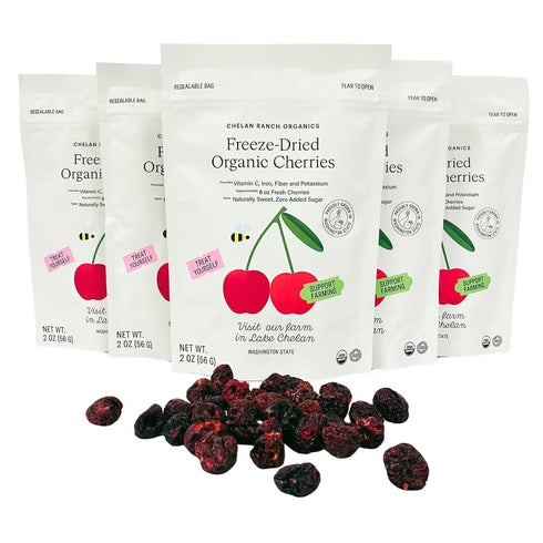 2 (3-Pack) Chelan Ranch Organics Freeze-Dried Organic Cherries, Non-GMO & Vegan, Ounce Bag