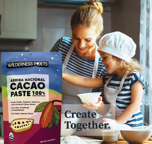 100% (8 227g) Wilderness Poets Organic Cacao Paste - Made from Stone Ground, Raw Cacao Beans Ounce