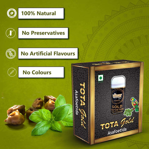 Tota Gold 100% Pure Asafoetida Granules - Natural Vegan Gluten Free Indian Spice, 7gm Hing for Garlic and Onion