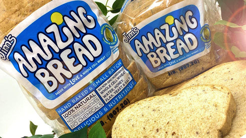 2lb 5 6 (3 Jim's Amazing Bread - / Sliced Whole Wheat Bread / Gluten Inactive Whole Cell Wheat / Grams of Fiber/