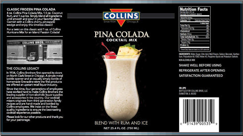 32 oz Collins Pina Colada Mix | Made With Real Pineapple Juice, Coconut and Other Natural Flavors | Tropical Cocktail