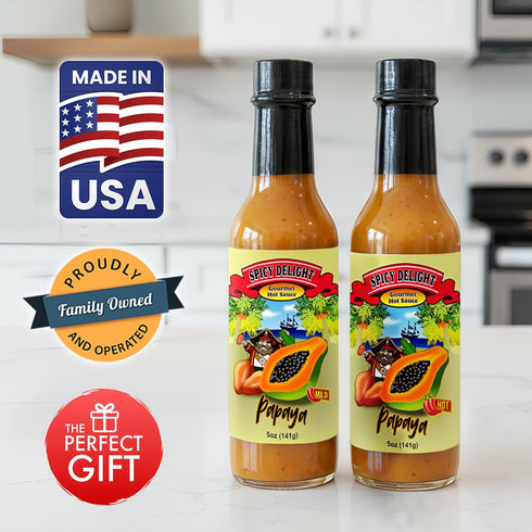 Pack 2-Pack Set, 5 Oz Spicy Delight Aruba Habanero Papaya Hot Sauce Gift Ultra Spicy & Mild Caribbean Sweet Hot Sauce