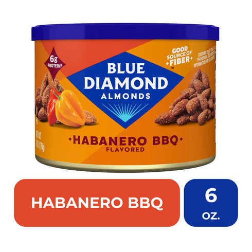 6 oz. Blue Diamond Almonds, Habanero BBQ Flavored Snack Nut, Non-GMO, Kosher, No Gluten Ingredients, Protein Based