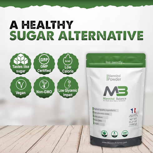 Mannitol Balance 1kg (2.2 lbs) The Original - Mannitol Powder - Natural Sugar Alternative Sweetener - Pure, Healthy