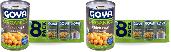 Goya Organic Chick Peas Garbanzo Beans, Low Sodium with Sea Salt, 15.5