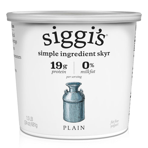 siggi's Icelandic Strained Nonfat Yogurt, Plain, 24 oz. Multiserving Container Thick, Protein-Rich