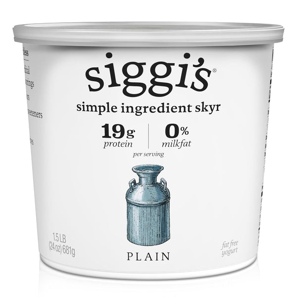 siggi's Icelandic Strained Nonfat Yogurt, Plain, 24 oz. Multiserving Container Thick, Protein-Rich