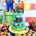 Black Glitter Mario Cake Topper - Happy Birthday Cake Decoration for Video Game Themed Kids Party