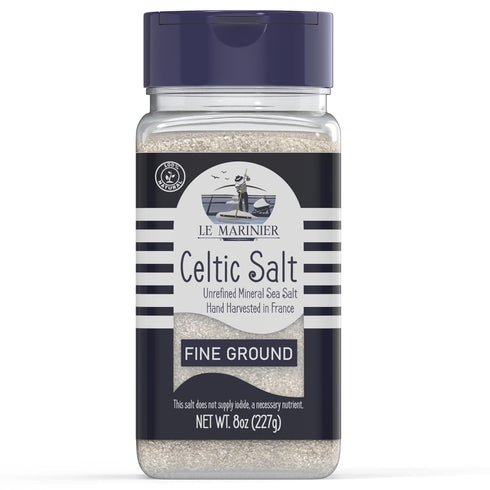 Le Marinier Celtic Salt Organic Fine Ground, 8oz. Mineral Rich 100% Natural
