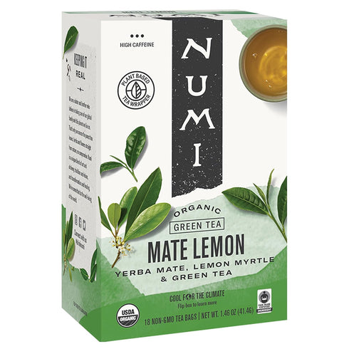 Numi Organic Tea Mate Lemon, 18 Count, Pack of 2, Yerba Mate Green Tea