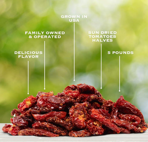5 lb Pack, Traina Foods Sun Dried Tomato Halves, Bulk Organic, All Natural, Mediterranean