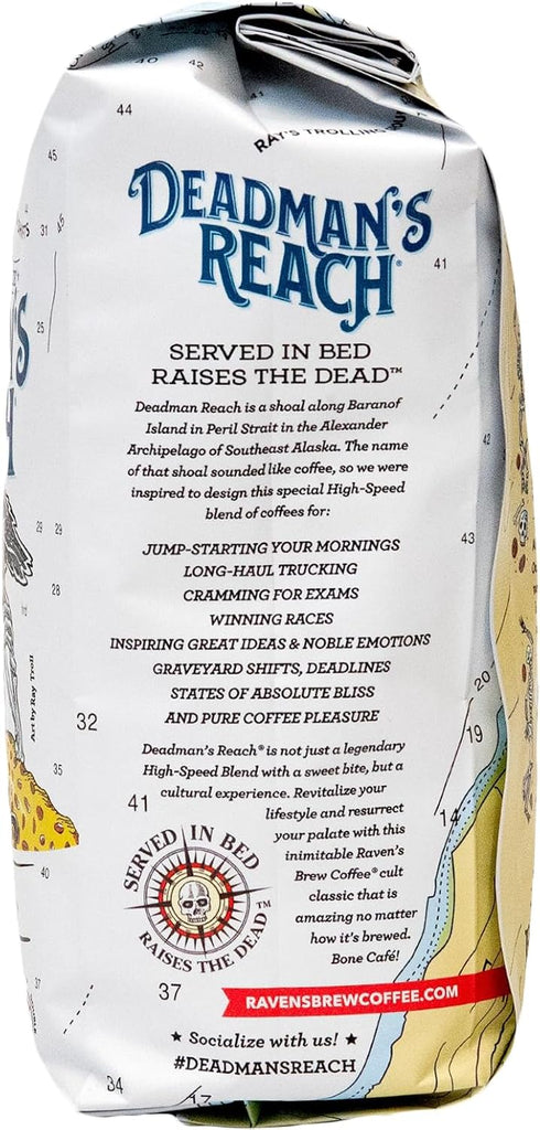 2lb Raven's Brew Coffee High Caffeine Coffee Dark Roast Whole Bean Deadman's Reach
