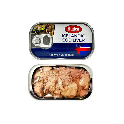 4.27 oz (121g) (Pack 3) Rudca Food Icelandic Cod Liver - Wild-Caught in Own Oil