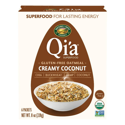 Nature's Path Organic Qi'a Creamy Coconut Instant Oatmeal, 8 oz (Pack of