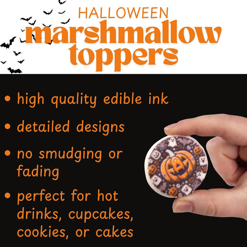 9 Count Halloween Marshmallow Toppers, Perfect Hot Cocoa Toppings or Dessert Decorating Candy, Assorted Festive