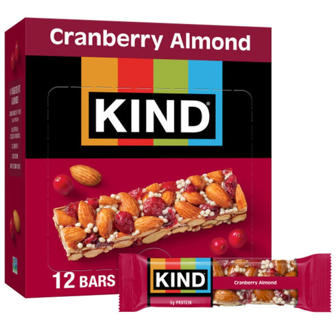 KIND Healthy Snacks Bars, Cranberry Almond, Gluten Free, High Fiber Snacks, 5g