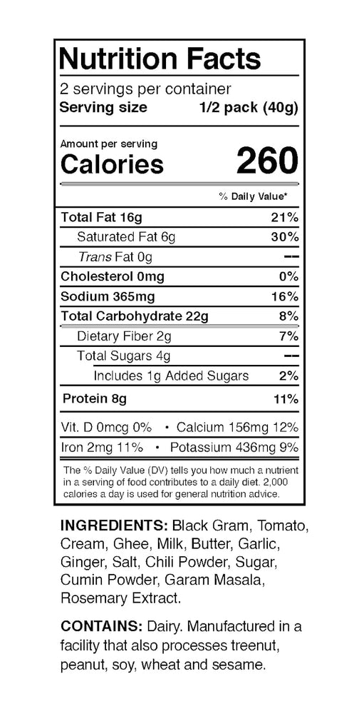 Packet Pack 5 The Cumin Club Dal Makhani (Black Lentils) - Ready to Eat Indian Food, Instant Meal Curry - Quick, Easy