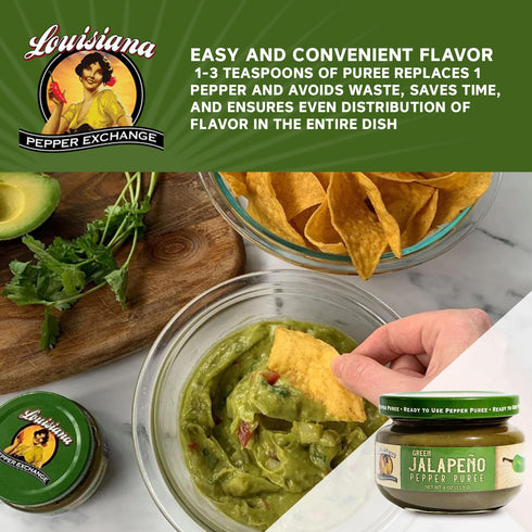 Louisiana Pepper Exchange Green Jalapeno Pepper Puree Sauce, 2 Pack - Plant-Based, Gluten-Free
