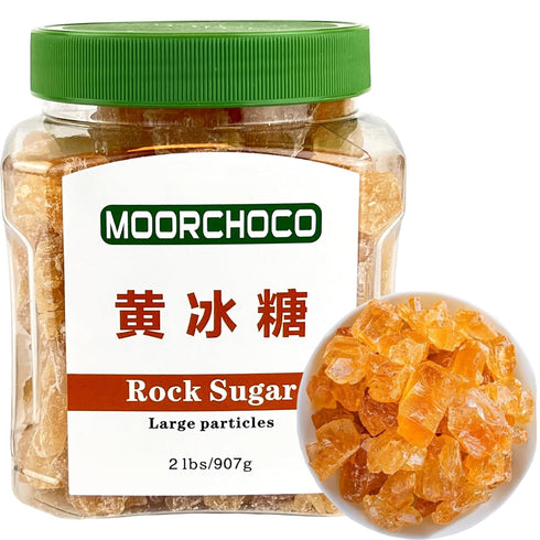 MOORCHOCO Natural Amber Hue sugarcane Rock Sugar Crystals for Tea and Coffee, Dissolves
