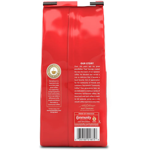 Community 12 oz (Pack 6) Coffee Signature Blend Whole Bean Coffee, Dark Roast, Bag