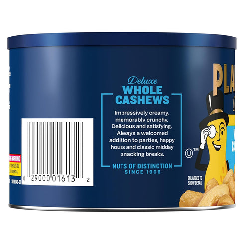 8.5 oz PLANTERS Deluxe Salted Whole Cashews, Party Snacks, Plant-based Protein, Canister