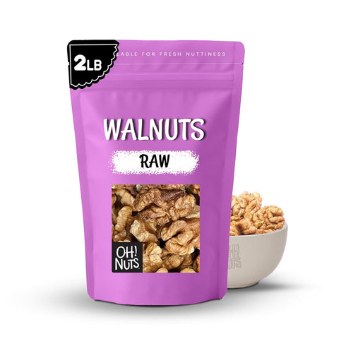 Oh! Nuts Organic Raw Walnuts 2lb Bulk Bag - Unshelled Healthy Mix
