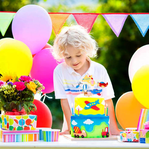 Ercadio 6 Pack Airplane Cake Toppers, 2D Hot Air Balloons Cake Picks for Baby Shower Birthday Party Decorations