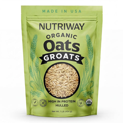NUTRIWAY Organic Oat Groats - High-Protein Whole Grain Oats - Vegan, Non-GMO,