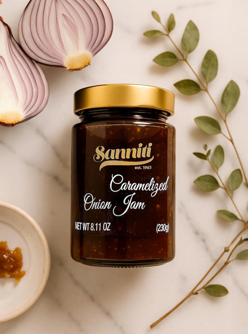 8.11 oz (230g) (Pack 2) Sanniti Caramelized Onion Jam Sweet & Savory Gourmet Spread Perfect for Cheese Boards, Meats