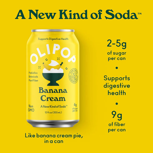 12 OLIPOP Banana Cream Prebiotic Soda, FZ