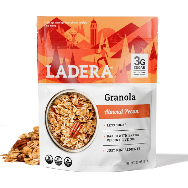 Ladera Almond Pecan Granola - Low Sugar Artisanal Breakfast Cereal, Gluten Free