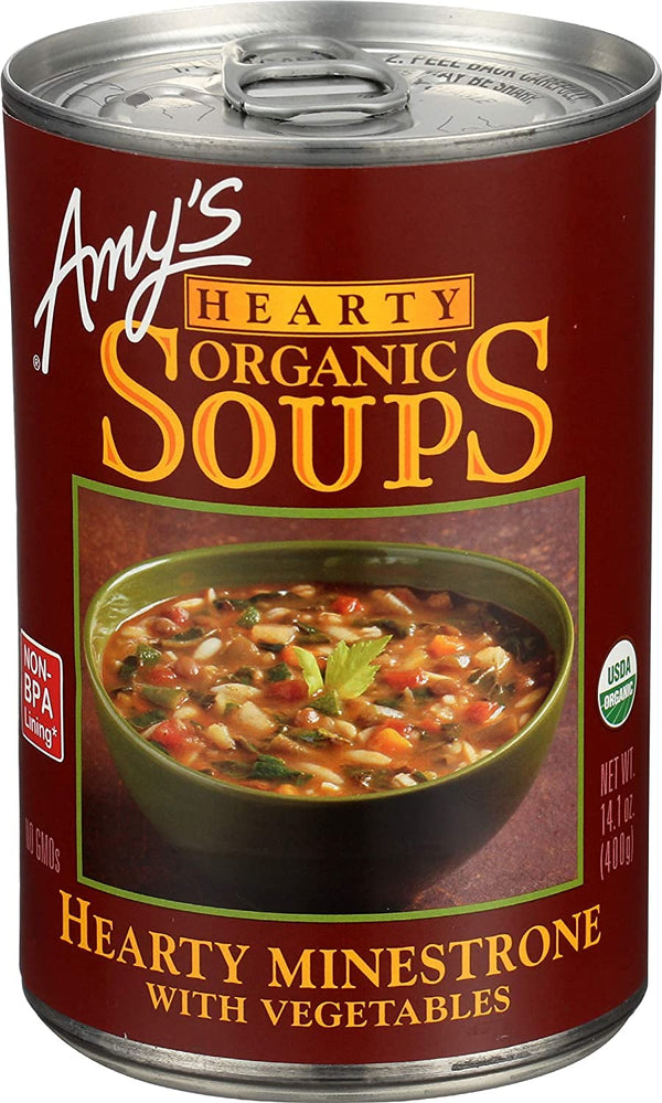 Amy's Soup, Vegan Hearty Minestrone Soup, Made With Organic Vegetables, Lentils, Barley