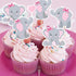 Finduat 48 Pieces Pink Elephant Cupcake Toppers for Girl Baby Shower Decorations, Baby Girl Birthday Party Supplies