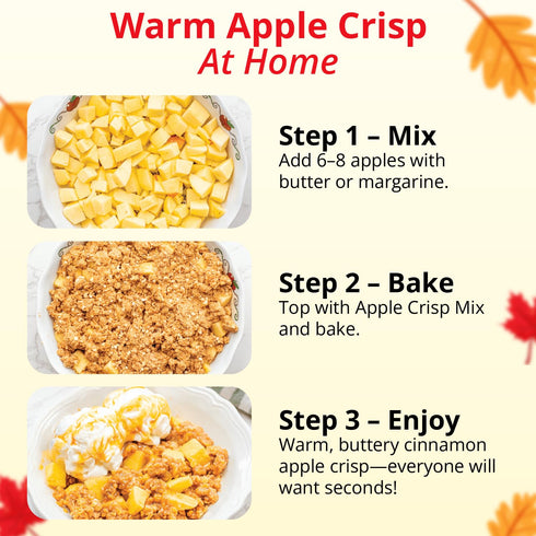 8.5 oz, 6-Pack Concord Foods Apple Crisp Mix, Easy-to-Make Dessert with Delicious Ready to Go Ingredients, Sweet Tender