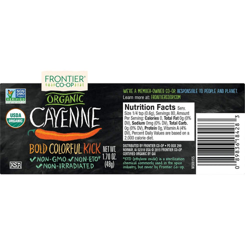Frontier Herb Organic Ground Cayenne Pepper - 1.7 oz for Culinary Use