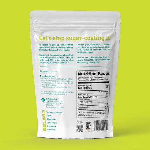 16 oz Jaca Rare Sugar Pure Allulose Sweetener | Healthy Sugar Substitute for Food & Drinks | Keto-Friendly, Vegan