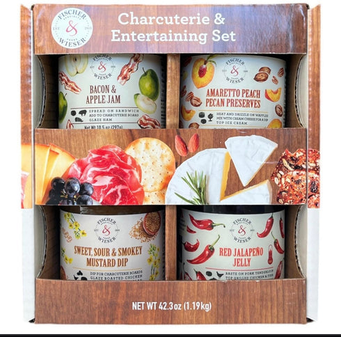Generic Charcuterie & Entertaining Set, 4 Gourmet Spreads with Bacon Apple Jam, Amaretto