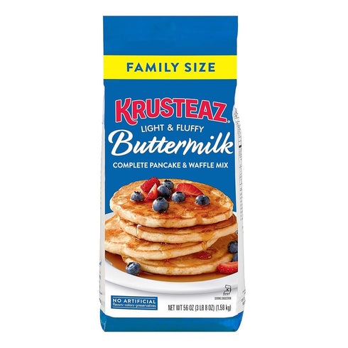 Krusteaz Complete Buttermilk Pancake and Waffle Mix, Light & Fluffy, 56 oz