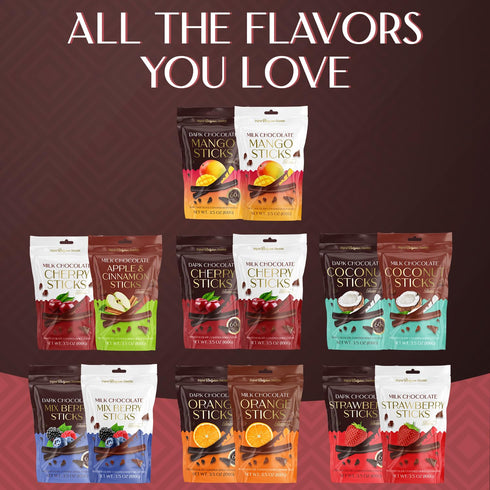 3.5 oz (Pack 1) BeeMax Dark Chocolate Covered Dried Cherry Sticks - Resealable Pouch of - Non-GMO, Premium Belgian dark