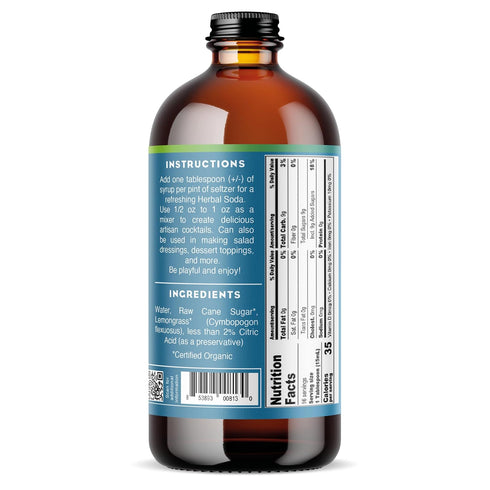 8 oz, Bluestem Botanicals Organic Lemongrass Simple Syrup, Cocktail and Mocktail Mixer for Drinks, Non-Alcoholic