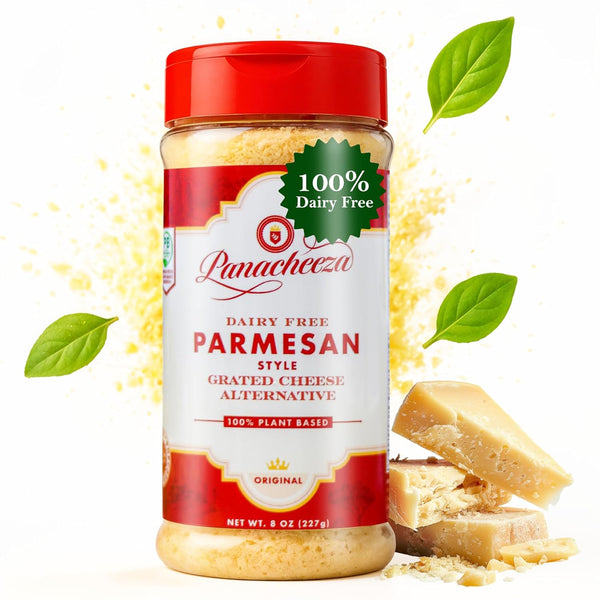 Panacheeza Plant-Based Grated Parmesan Cheese Dairy-Free Vegan Cheese with Cashews, Nutritional Yeast,