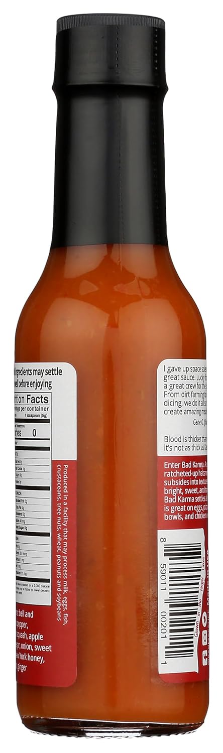 5 oz Bad Karma Hot Sauce | Hot With A Savory-Sweet Tang | No Preservatives, Vegan, Extract Free, Sugar Free, Paleo /