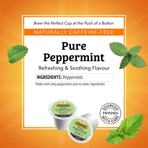 24 Count (Pack 1), 100% Twinings Pure Peppermint Herbal Tea K-Cup Pods for Keurig, of Made with Pure Peppermint