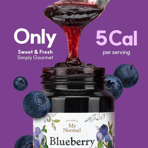 55% 4 (320g, 11.28 oz) My Normal No Sugar Blueberry Jam Diabetic-Friendly, Blueberry Fruit Jelly with Allulose, Keto
